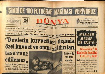 Dünya Gazetesi 24 Kasım 1966 - Nuri Sesigüzel Sinemaya Isındı GZ80582 - 1