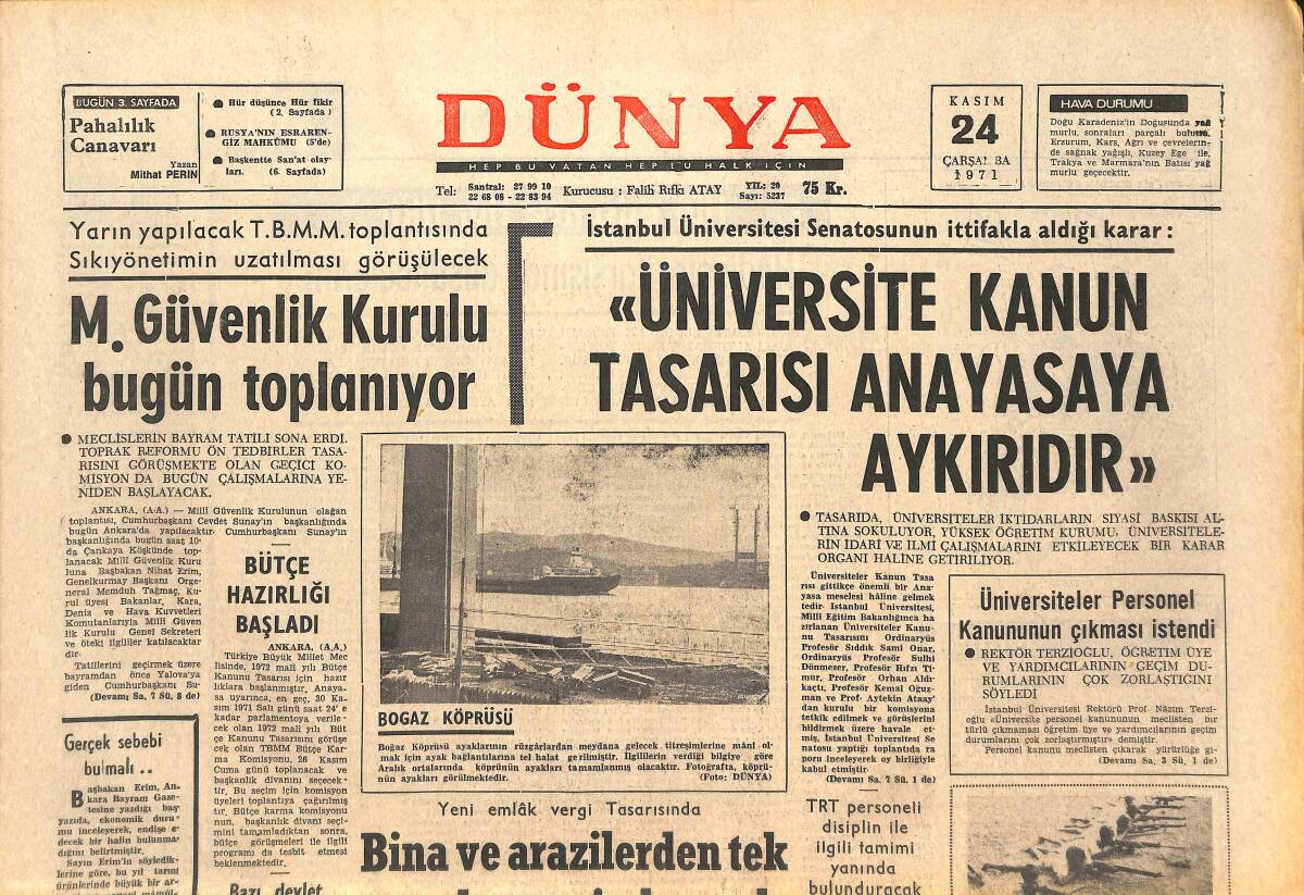 Dünya Gazetesi 24 Kasım 1973 - Joe Frazier 15 Ocak'ta Terry Daniels'le Unvan Maçı Yapacak - Fenerbahçe Rus Milli Takımı İle Oynuyor GZ142810 - 1