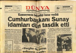 Dünya Gazetesi 24 Mart 1972 - Cumhurbaşkanı Sunay İdamları Dün Tasdik Etti GZ61122 - 2