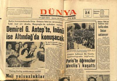 Dünya Gazetesi 24 Mayıs 1968 - Pariste Öğrenciler Meclisi Kuşattı GZ82242 - 1