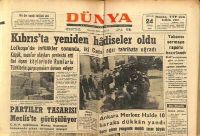 Dünya Gazetesi 24 Ocak 1964 - Kıbrısta Yeniden Hadiseler Oldu GZ68202 - 2