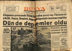 Dünya Gazetesi 24 Temmuz 1967 - Adapazarı Çevresinde 76 Ölü, Dünde Depremler Oldu GZ61115 - 1