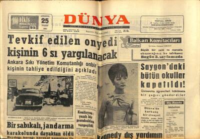 Dünya Gazetesi 25 Ağustos 1963 - Sagondaki Okullar Kapatıldı.Öğrenciler Hükümete Bir Çağrı Gönderdiler GZ59987 - 2