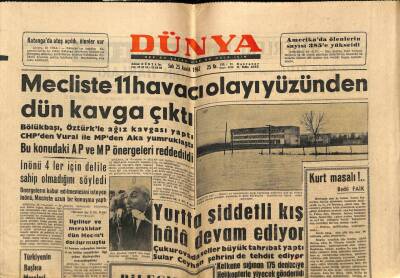 Dünya Gazetesi 25 Aralık 1962 - Mecliste 11 Havacı Yüzünden Dün Kavga Çıktı GZ59870 - 1