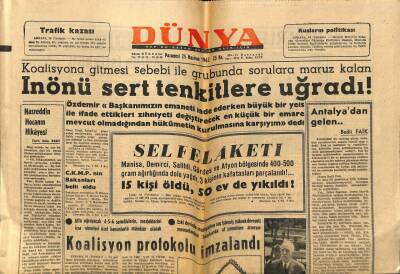 Dünya Gazetesi 25 Haziran 1962 - İnönü Sert Tenkitlere Uğradı GZ59897 - 1