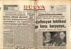 Dünya Gazetesi 25 Haziran 1971 - Maliye Bakanı Enflasyon Tehlikesi İle Karşı Karşıyayız GZ61169 - 2