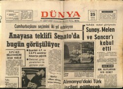 Dünya Gazetesi 25 Mart 1973 - Anayasa Teklifi Senatoda Görüşülüyor GZ68002 - 1