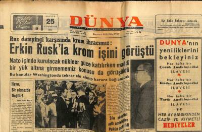 Dünya Gazetesi 25 Mayıs 1963 - Erkin Ruskla Krom İşini Görüştü GZ59937 - 1