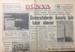 Dünya Gazetesi 25 Nisan 1970 - Üniversitelerde Asayiş İçin Karar Alınıyor - GZ12921 - 2