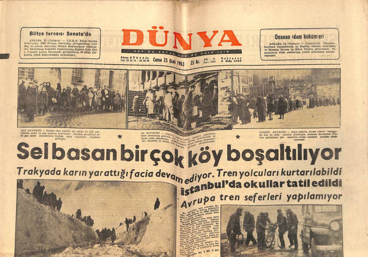 Dünya Gazetesi 25 Ocak 1963 - İngilteresiz Avrupa Birliği Batıda Endişe Yaratıyor - İran'da Gösteriler Tevkifler GZ152532 - 1