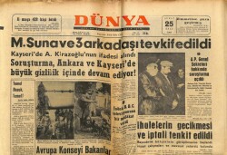 Dünya Gazetesi 25 Şubat 1964 - M.Suna Ve 3 Arkadaşı Tevkif Edildi GZ68176 - 2