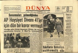 Dünya Gazetesi 25 Şubat 1970 - AP Haysiyet Divanı 41ler İçin Bir Karar Vermedi GZ68048 - 1