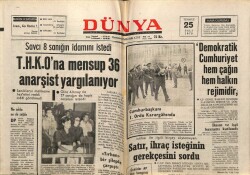 Dünya Gazetesi 25 Temmuz 1972 - Savcı THKOna Mensup 36 Anarşist Yargılanıyor GZ59927 - 2