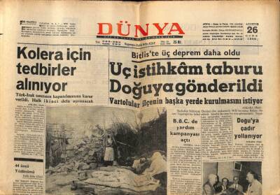 Dünya Gazetesi 26 Ağustos 1966 - Kolera İçin Tedbirler Alınıyor GZ80653 - 1
