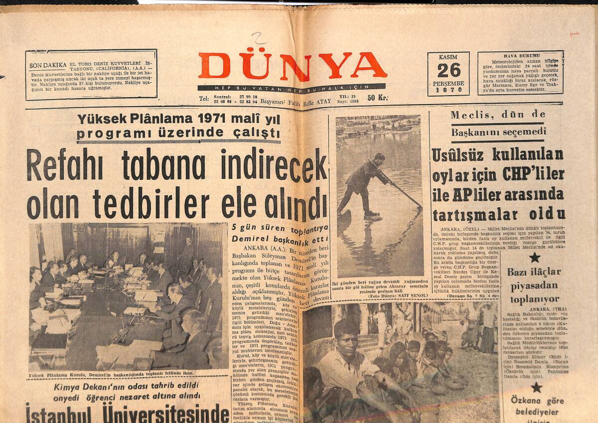 Dünya Gazetesi 26 Kasım 1970 - Robert Kolej 10 Gün Kapatıldı - Aynur Aydan Tedavi İçin Avrupaya Gidiyor GZ151301 - 1