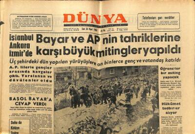 Dünya Gazetesi 26 Mart 1963 - Bayar Ve APnin Tahriklerine Karşı Büyük Mitingler Yapıldı GZ68248 - 2