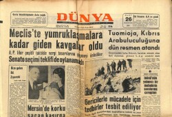 Dünya Gazetesi 26 Mart 1964 - Mecliste Yumruklaşmalara Kadar Giden Kavgalar Oldu GZ68167 - 1