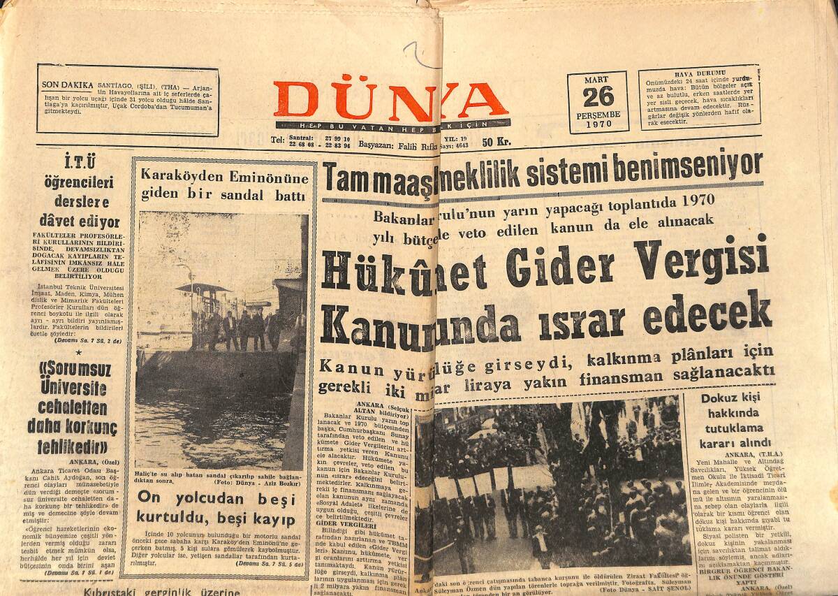 Dünya Gazetesi 26 Mart 1970 - Yılmaz Güney Kayseri'de 2 Film Birden Çevirecek - Muzaffer Tema Sinemaya Dönüyor GZ150918 - 1