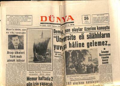 Dünya Gazetesi 26 Mayıs 1970 - Üniversite Eli Silahlıların Yuvası Haline Gelemez GZ66184 - 1