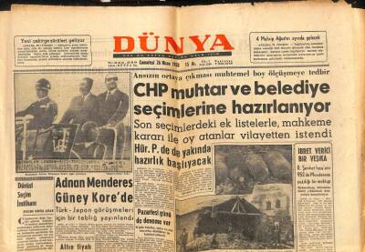 Dünya Gazetesi - 26 Nisan 1958 - Adnan Menderes Güney Korede GZ111038 - 1