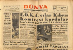 Dünya Gazetesi 26 Ocak 1964 - EOKAcılar Kıbrıs Komitesi Kurdular GZ68200 - 2