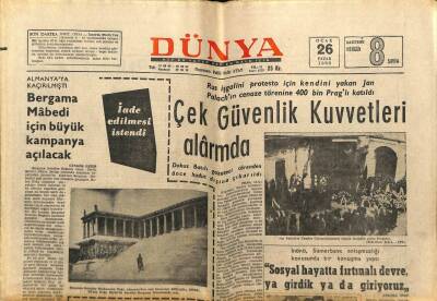 Dünya Gazetesi 26 Ocak 1969 - Çek Güvenlik Kuvvetleri Alarmda GZ68308 - 2