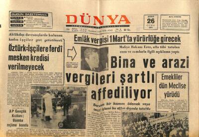 Dünya Gazetesi 26 Şubat 1971 - Emekliler Meclise Yürüdü GZ79749 - 1