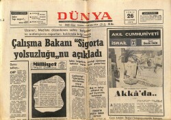Dünya Gazetesi 26 Şubat 1972 - Çalışma Bakanı Sigorta Yolsuzluğunu Açıkladı GZ68053 - 1