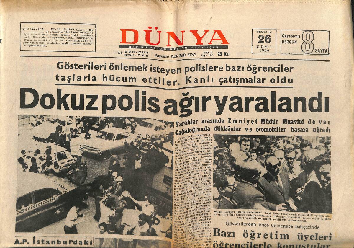 Dünya Gazetesi 26 Temmuz 1968 - Mualla Mukadder Sevilen Ses - FİFA Karmasına Bir Futbolcumuz Bile Çağırılmadı GZ152251 - 1
