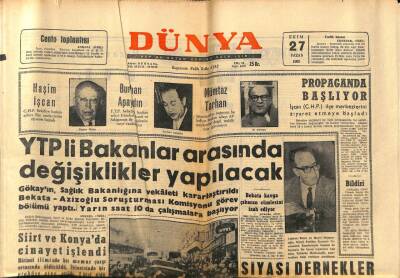 Dünya Gazetesi 27 Ekim 1963 - Trabzon Üniversitesi 1.5 Aya Kadar Açılacak GZ80665 - 1