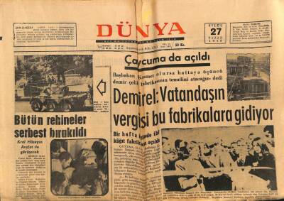 Dünya Gazetesi 27 Eylül 1970 - Eceabatta Denizyolları Acentası Tahrib Edildi GZ87189 - 1