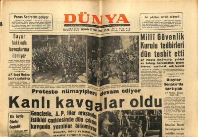 Dünya Gazetesi 27 Mart 1963 - Kanlı Kavgalar Oldu GZ68247 - 1