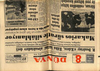 Dünya Gazetesi 27 Mart 1965 - Makarios Süratle Silahlanıyor GZ61073 - 1
