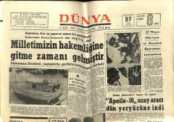 Dünya Gazetesi 27 Mayıs 1969 - Apollo 10 Yeryüzüne İndi GZ61056 - 2