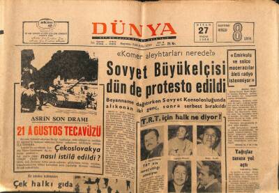Dünya Gazetesi - 27 Nisan 1969 - Sovyet Büyükelçisi Protesto Edildi GZ111036 - 1