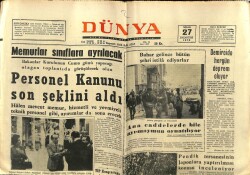 Dünya Gazetesi 27 Nisan 1970 - Memurlar Sınıflara Ayrılacak GZ61090 - 2