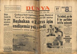Dünya Gazetesi 27 Ocak 1967 - İlk Türk - Başbakan,Kıbrıs İçin Endişemiz Yok Dedi GZ61068 - 1