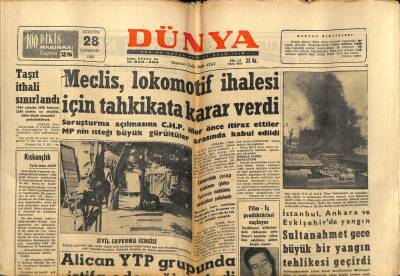Dünya Gazetesi 28 Ağustos 1963 - Meclis Lokomotif İhalesi İçin Tahkikata Karar Verdi GZ59986 - 1