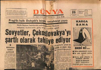 Dünya Gazetesi 28 Ağustos 1968 - İnebolu Yolunda Yuvarlanan Kamyonda 8 Ölü 40 Yaralı Var GZ76089 - 1