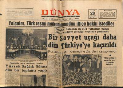 Dünya Gazetesi 28 Ekim 1970 - Bir Sovyet Uçağı Daha Dün Türkiyeye Kaçırıldı GZ68273 - 1