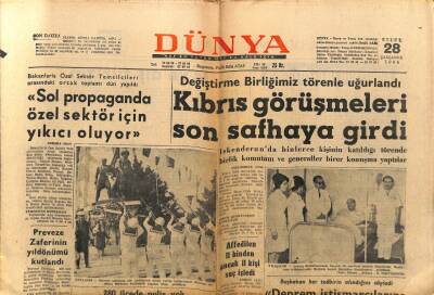 Dünya Gazetesi 28 Eylül 1966 - Kıbrıs Görüşmeleri Son Safhaya Girdi GZ75034 - 1