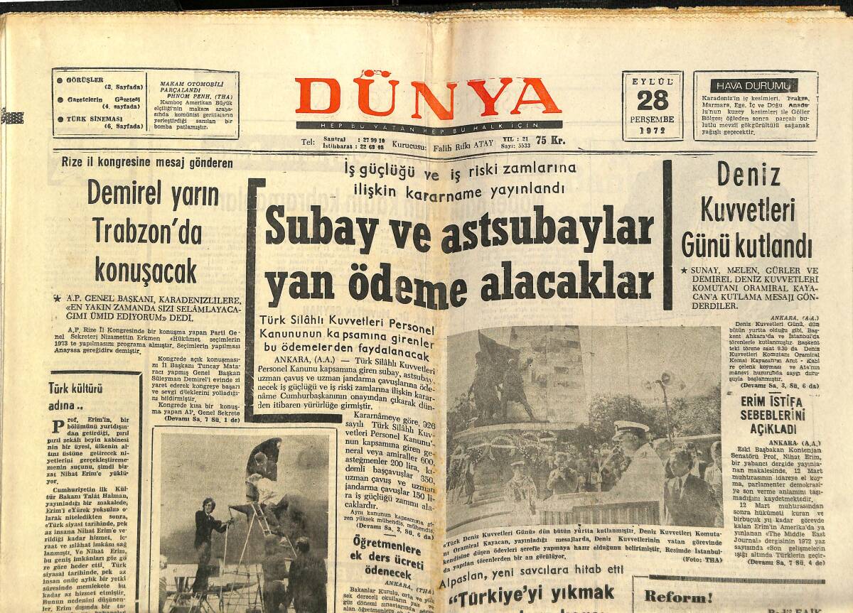 Dünya Gazetesi 28 Eylül 1972 - Nahit Töre Duruşmada - Galatasaray Perişan Oldu - Melek Görgün: Filmlerimden Para Almadım GZ147957 - 1