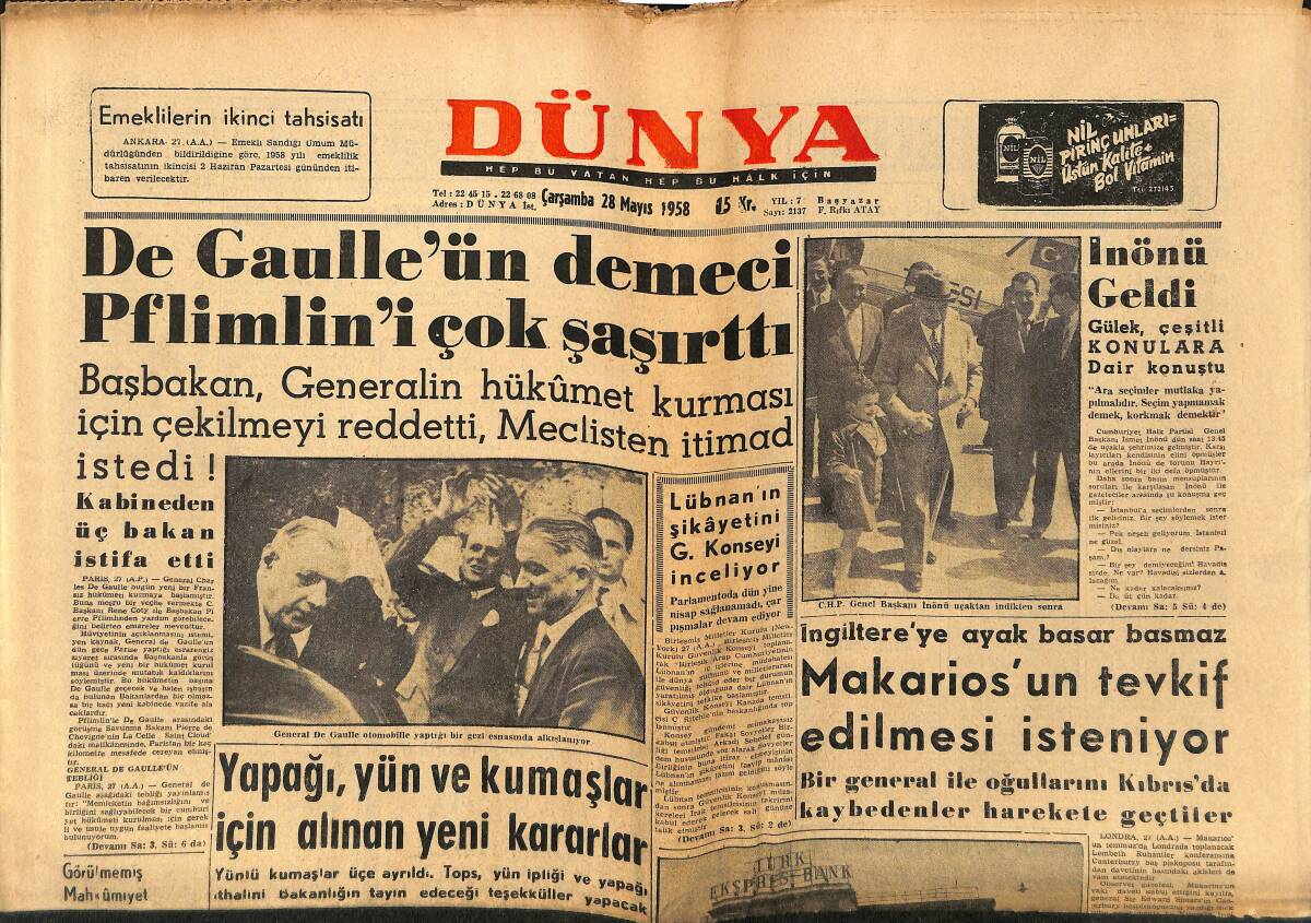 Dünya Gazetesi 28 Mayıs 1958 - Fenerbahçe İlk Golünü Penaltıdan Lefter İle Kazandı GZ152220 - 1