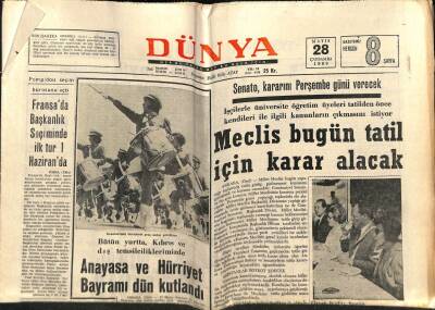 Dünya Gazetesi 28 Mayıs 1969 - Anayasa Ve Hürriyet Bayramı Dün Kutlandı GZ81088 - 1
