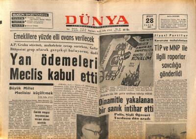Dünya Gazetesi 28 Şubat 1971 - Yan Ödemeleri Meclis Kabul Etti GZ79748 - 1