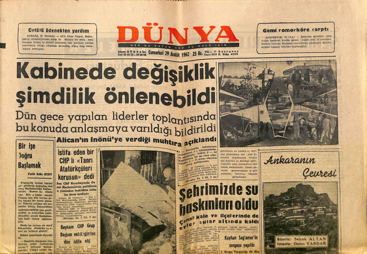 Dünya Gazetesi 29 Aralık 1962 - Mardin Milletvekili Şevki Aysan Koçero'yu Onbaşılar Saklıyor Dedi, Kayserili A. ve H. Apikoğlu Kardeşler GZ148145 - 1