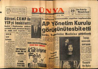 Dünya Gazetesi 29 Kasım 1963 - AP Yönetim Kurulu Görüşünü Tesbit Etti GZ80636 - 1