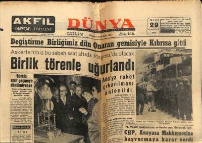 Dünya Gazetesi 29 Mart 1965 - Askerlerimiz Sabah Altıda Magosada Olacak GZ61072 - 2