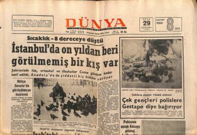 Dünya Gazetesi - 29 Ocak 1969 - İstanbulda Görülmemiş Kış Var GZ110996 - 1