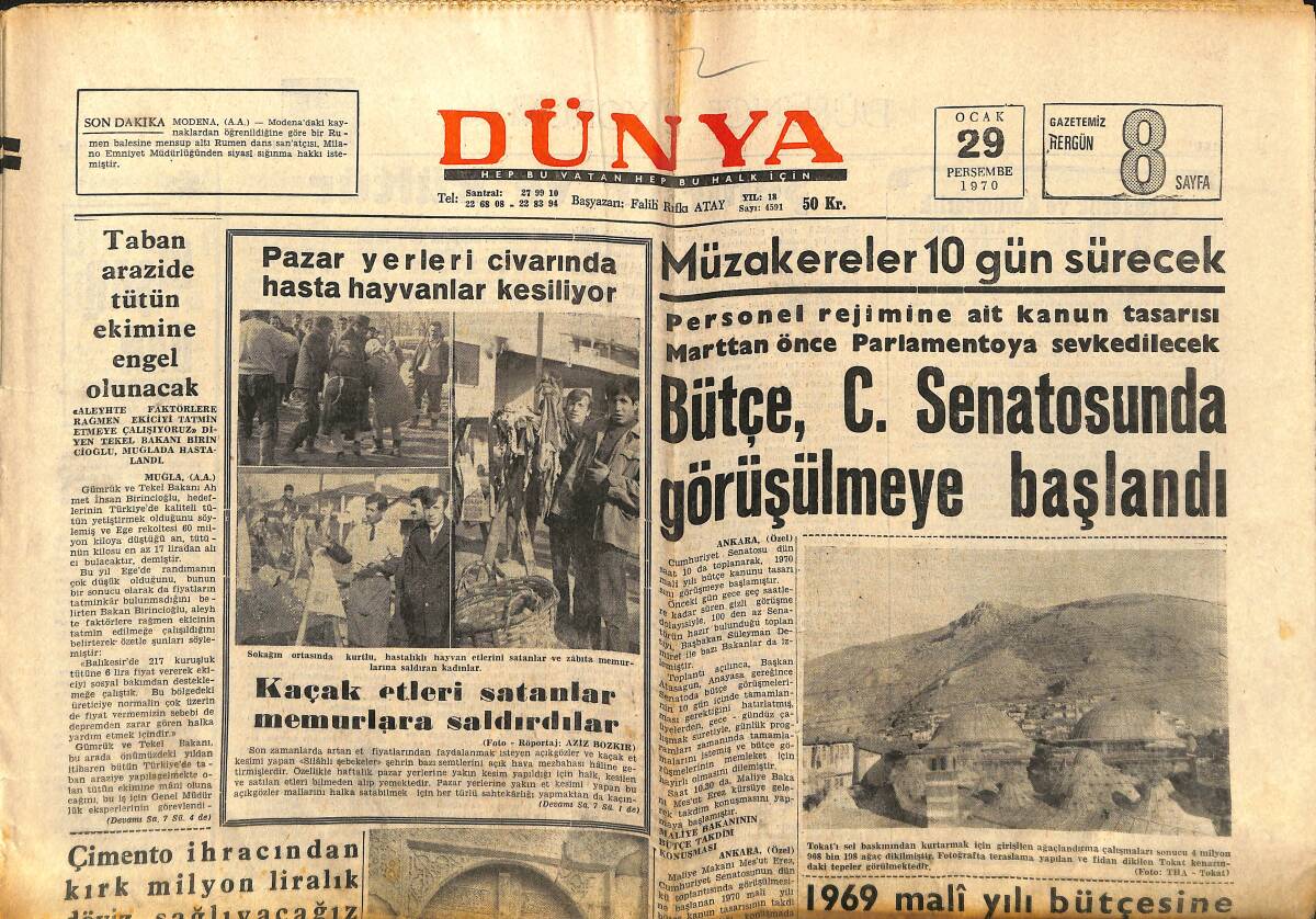 Dünya Gazetesi 29 Ocak 1970 - Feri Cansel, Türkan Şoray İran'dan Teklif Aldı - Kartal Tibet'e Sahnede Şiir Okuması İçin Teklif Yapılıyor GZ147898 - 1